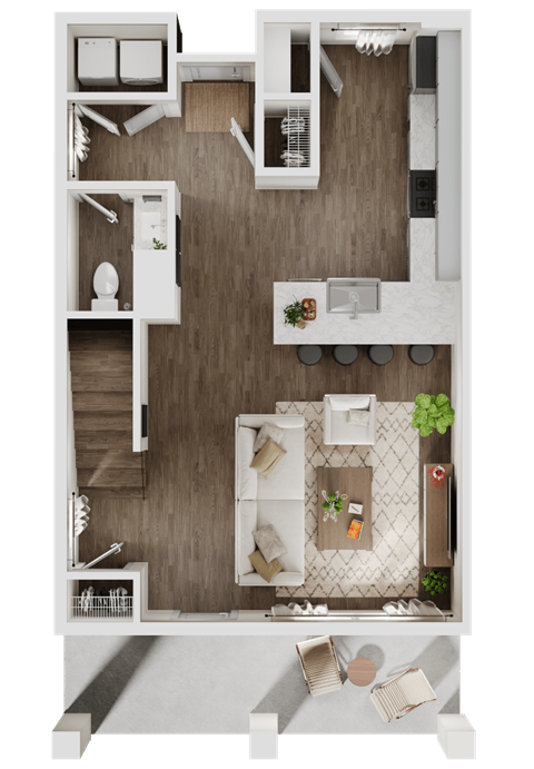 Floor plan for 2 beds, 2.5 baths, 1220 sqft